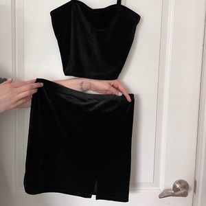 Velvet top and skirt
